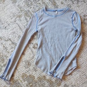 Free People Zipper Sleeve Thermal Top